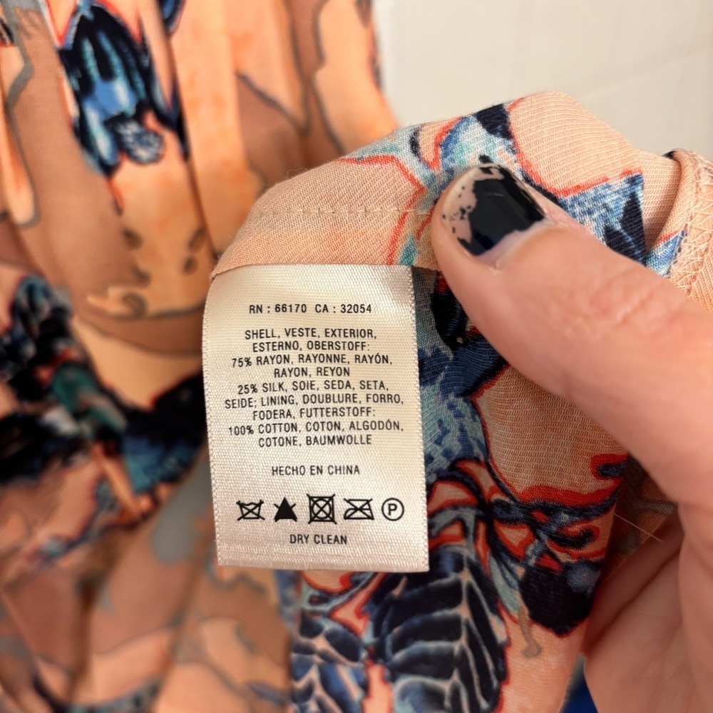 Anthropologie Cottagecore Floral Dress Size 10 Fit & Flare Bird Pink Silk - Picture 12 of 12